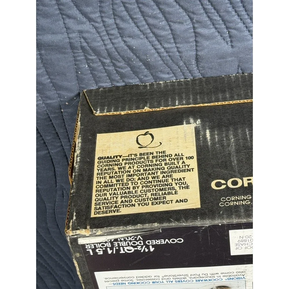 Corning Visions Amber Glass 1.5 Qt Covered Double Boiler V-20-N NOS in Box